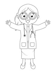 Coloring Little Doctor Cartoon