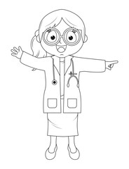 Coloring Little Doctor Cartoon