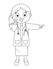 Coloring Little Doctor Cartoon