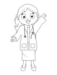 Coloring Little Doctor Cartoon