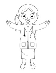 Coloring Little Doctor Cartoon