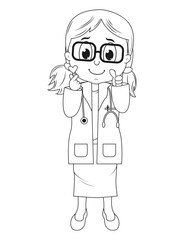 Obraz premium Coloring Little Doctor Cartoon