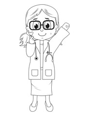 Coloring Little Doctor Cartoon
