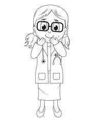 Obraz premium Coloring Little Doctor Cartoon