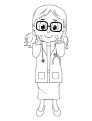 Coloring Little Doctor Cartoon