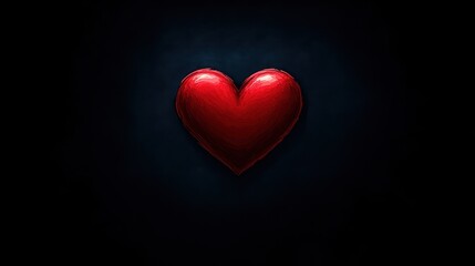 A shiny red heart symbol against a dark background, representing love and affection in a minimalist style.