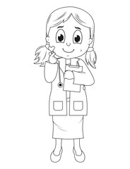 Coloring Little Doctor Cartoon