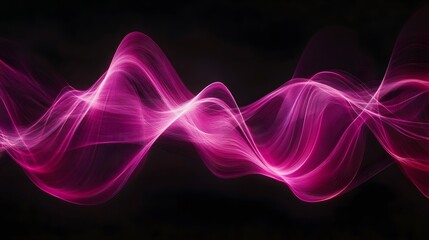 Pink Radio Frequency Waves on Black Background, Abstract Image, Texture, Pattern, Wallpaper, Cover and Screen of Smartphone, Cell Phone, Computer, Laptop, 9:16 and 16:9 Format