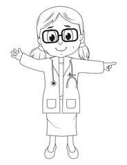 Coloring Little Doctor Cartoon