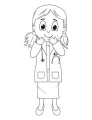 Coloring Little Doctor Cartoon