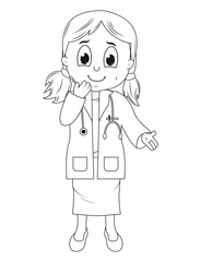 Coloring Little Doctor Cartoon