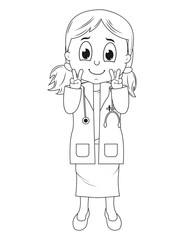 Coloring Little Doctor Cartoon