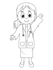 Obraz premium Coloring Little Doctor Cartoon