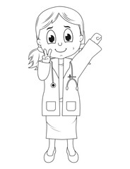 Coloring Little Doctor Cartoon