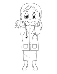 Coloring Little Doctor Cartoon