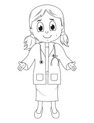 Coloring Little Doctor Cartoon