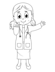 Coloring Little Doctor Cartoon