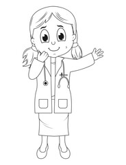 Coloring Little Doctor Cartoon