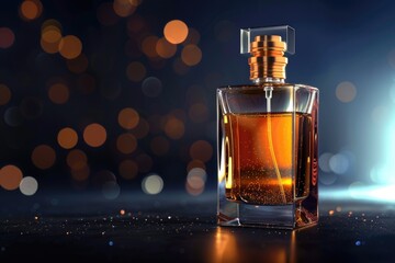 Luxury mens perfume bottle on dark background with space.