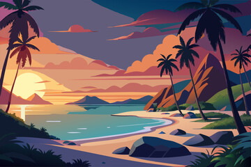 Sunset in the Beach landscape background 