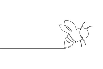 Bee one line art and continuous single line isolated outline vector icon