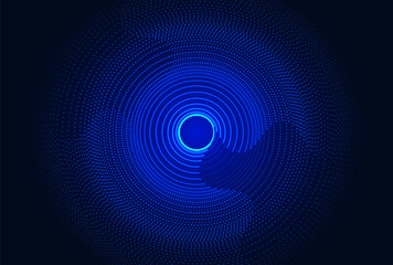 Circle dot sound wave. Futuristic digital circles of glowing particles. Big data visualization into cyberspace.