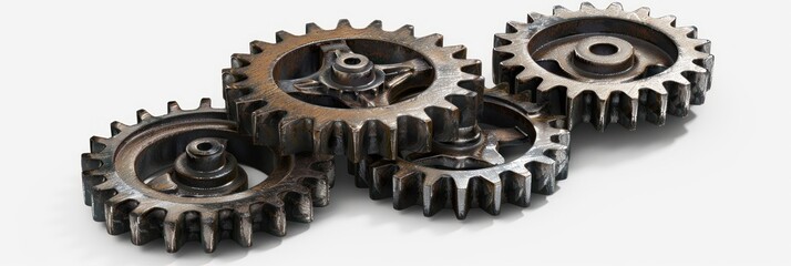 3d gear top view full length isolate on transparency background PNG