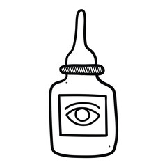 Hand drawn doodle eye drops on white background.