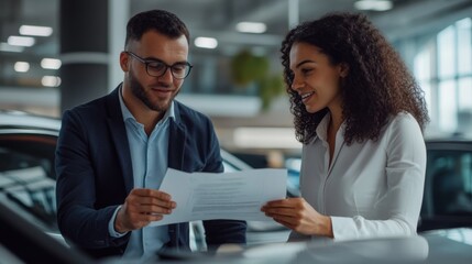 Discussing Contract Details in Car Dealership
