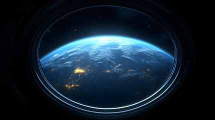 A view of Earth from a spacecraft window.