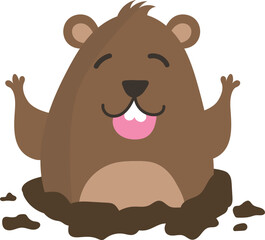 Groundhog or Marmota monax Animal Illustration