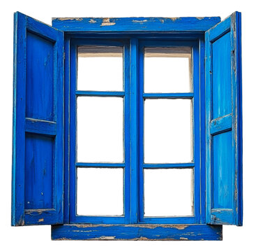 PNG Blue rustic window frames with a view