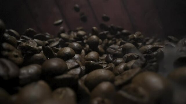 Close-Up of Roasted Coffee Beans for Aromatic Brews
