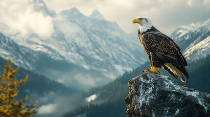 Majestic eagle perched on a high mountain peak perfect for showcasing the splendor of bird photography