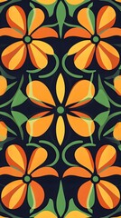 Fruits, Florals, Shapes, Orange and Green, Abstract Image, Texture, Pattern Background, Wallpaper, Smartphone Cover and Screen, Cell Phone, Computer, Laptop, 9:16 and 16:9 Format