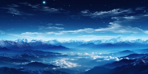 Night Sky Over Snowy Mountains