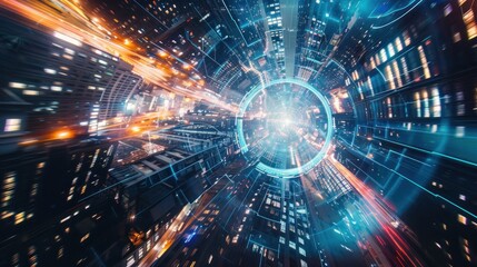 Obraz premium Technology and human ingenuity Where innovation paves the way for progress. Driving society into a future limited only by imagination.