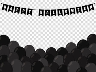 Obraz premium Background card with happy halloween garland and black balloons. Vector
