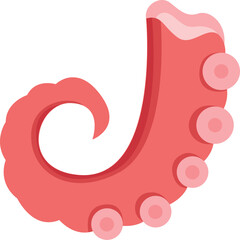 Obraz premium Cooked Single Octopus Leg Illustration Isolated on White Background