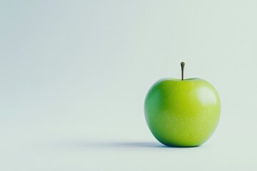 A green apple against a white background.