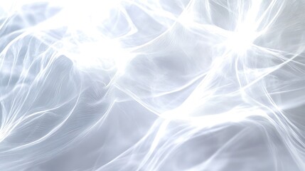 Serene White Abstract Background with Ethereal Wisps and Soft Beams of Light, Digital Art Creation