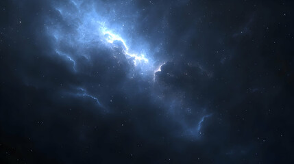 Fototapeta premium Abstract nebula with glowing streaks in a starry sky.