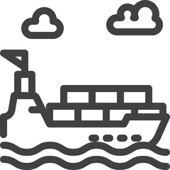 Obraz premium Simple vector sea shipping cargo on the book outline icon on white background