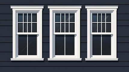 Classic Americana Double-Hung Windows in 3D Vector Design