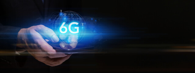6G high-speed internet network signal, 6G standard wireless communication technology network development concept that supports cellular data networks
