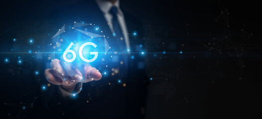 6G high-speed internet network signal, 6G standard wireless communication technology network development concept that supports cellular data networks