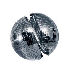 a disco ball split in half