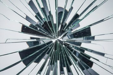 mirror glass background cracked in the center resulting in a small hole copy space for text