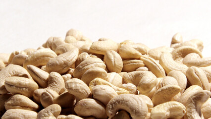 Stacked raw cashew nuts