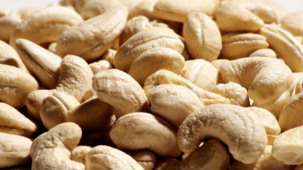 Stacked raw cashew nuts